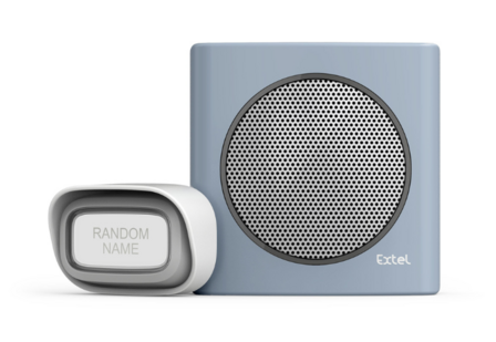 Extel diBi flash soft grey draadloze deurbel 081740 voorkant beldrukker ontvanger lichtblauw