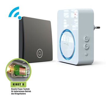 M-E KB-100 draadloze en kinetische deurbel - zonder batterijen - 100 meter