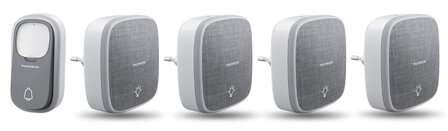 Thomson 513133 draadloze deurbel met kinetische knop en 4 plug-in ontvangers