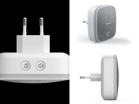 Thomson 513133 draadloze deurbel met kinetische knop en 2 plug-in ontvangers stopcontact