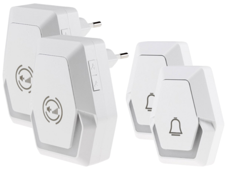 Pilota Porta draadloze deurbel 400 meter bereik met 2 beldrukkers en 2 ontvangers