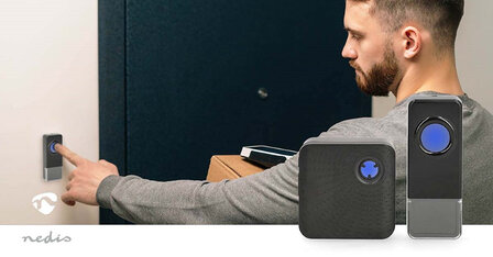 Nedis DOORB310BK draadloze deurbel 150 meter met plug-in ontvanger zwart