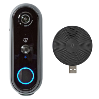 Nedis SmartLife WIFICDP20GY videodeurbel zwart + 1 ontvanger