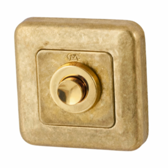 Studio Mariani Qbe beldrukker vierkant getrommeld messing