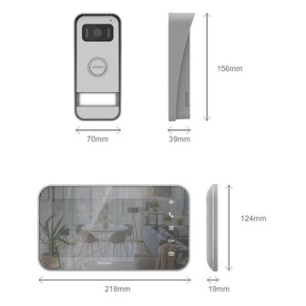 Avidsen MAYA 112291 bedrade videodeurbel met spiegeleffect afmetingen