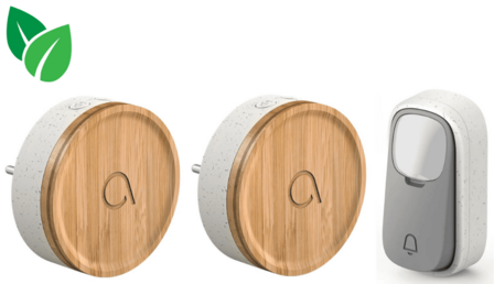 Avidsen 102498-2 draadloze en kinetische deurbel bamboe + 2 ontvangers