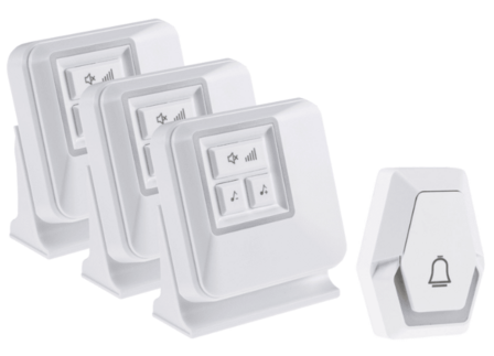 Pilota Porta draadloze deurbel 400 meter bereik met 3 ontvangers op batterijen + flitslicht