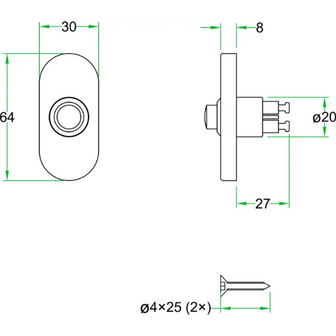 Bedrade deurbelset met ovalen beldrukker rvs mat zilver