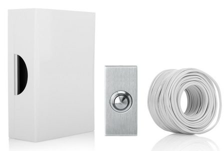 Bedrade deurbelset met rechthoekige rvs beldrukker