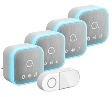 Avidsen 102512-4 Sona-T Plug-In draadloze deurbel met 4 ontvangers voor stopcontact