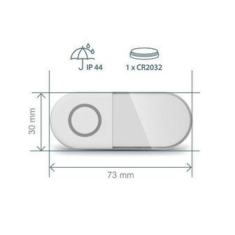 Avidsen Sona-T Plug-In draadloze deurbel met flitslicht op netstroom afmetingen beldrukker