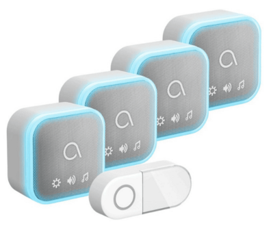 Avidsen 102508-4 Sona-T Battery draadloze deurbel met 4 ontvangers op batterijen