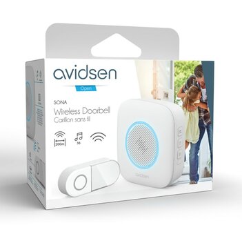 Avidsen Sona Battery draadloze deurbel met flitslicht op batterijen doos