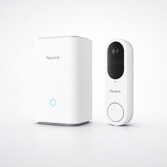 Reolink Smart 2K bedrade/draadloze oplaadbare slimme wifi videodeurbel wit + Home Hub