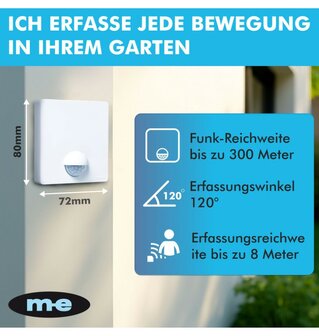 M-E BELL-8010 draadloze bewegingsmelder voor buiten met oplaadbare ontvanger &ndash; 300 meter bereik zender