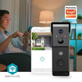 Nedis SmartLife WIFICDP31BK draadloze oplaadbare slimme Wi-Fi videodeurbel