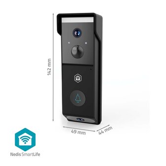 Nedis SmartLife WIFICDP31BK draadloze oplaadbare slimme Wi-Fi videodeurbel afmetingen