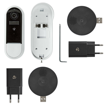 Nedis SmartLife WIFICDP30WT Wi-Fi videodeurbel wit alle onderdelen