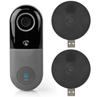 Nedis SmartLife WIFICDP10GY Wi-Fi videodeurbel + 2 ontvangers
