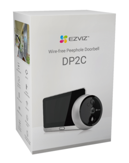 Ezviz DP2C draadloze digitale deurspion met camera en scherm zilver verpakking
