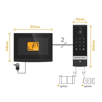 Extel 720330 Open 3K bedrade video intercom met toetsenbord en 7 inch scherm aansluitschema