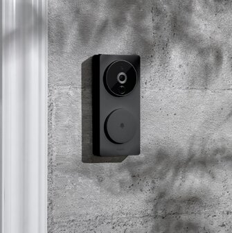 Aqara Smart Video Doorbell G4 - bedrade &amp; draadloze videodeurbel met gong - zwart aan wand
