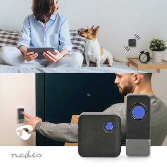 Nedis DOORB310BK draadloze deurbel 150 meter met plug-in ontvanger zwart