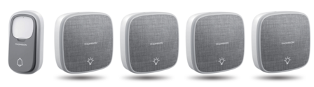 Thomson 513134 draadloze deurbel met kinetische knop en 4 batterij ontvangers