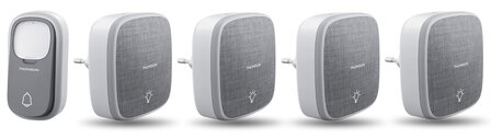 Thomson 513133 draadloze deurbel met kinetische knop en 4 plug-in ontvangers