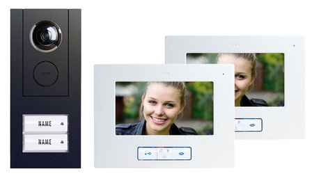 M-E VD ALU-6720 A video intercom deurbel bedraad voor twee appartementen antraciet