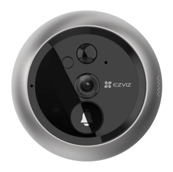 Ezviz DP2C draadloze digitale deurspion met camera en scherm zilver voorzijde camera