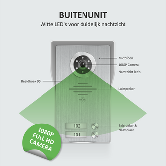 Elro DV4000-2 bedrade intercom deurbel met camera en 2 schermen buitenunit