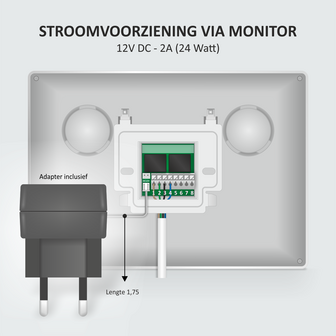 Elro DV4000-2 bedrade intercom deurbel met camera en 2 schermen stroomvoorziening