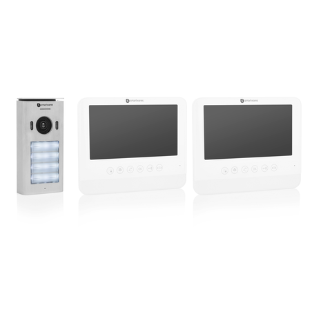 Smartwares DIC-22242 Video intercom systeem voor 4 appartementen buitenunit binnenscherm voorkant schuin uit