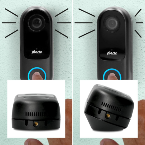 Alecto SMART-RING20 slimme wifi deurbel met camera zwart met hoekbeugel en bevestigingsbeugel