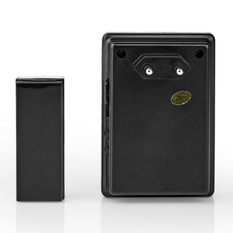 Nedis DOORB223CBK draadloze deurbel zwart modern stijlvol achterkant beldrukker ontvanger