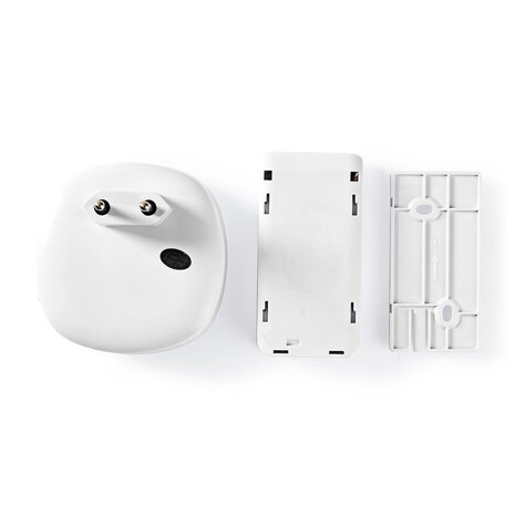 Nedis DOORBK240CWT kinetische draadloze deurbelset wit deurdrukker en ontvanger achterkant