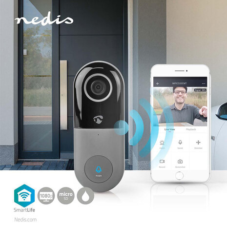 Nedis SmartLife WIFICDP10GY Wi-Fi videodeurbel met app