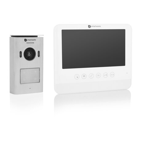 Smartwares DIC-22212 Video intercom systeem voor 1 appartement buitenunit binnenscherm voorkant schuin uit