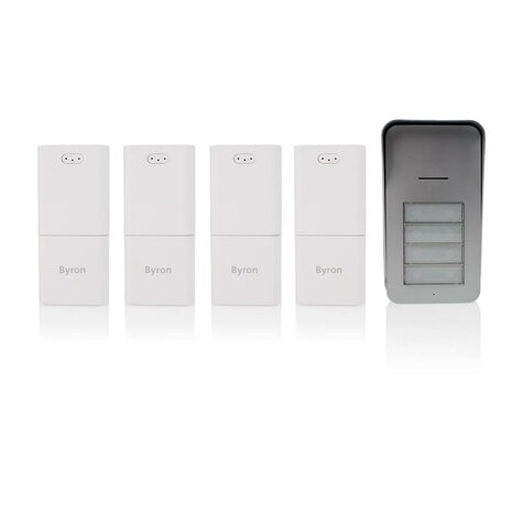 Byron DIC-21545 Draadloze audio deurbel voor 4 appartementen voorkant