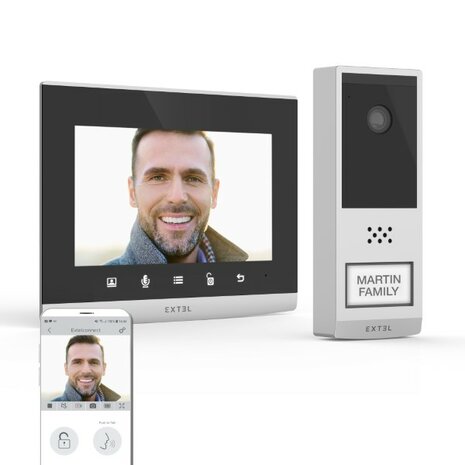 Extel Wave 2 draadloze Wi-Fi intercom met camera + 7 inch scherm deurstation voorkant met app