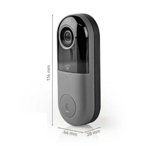 Nedis SmartLife WIFICDP10GY Wi-Fi videodeurbel voorkant beldrukker met camera afmetingen