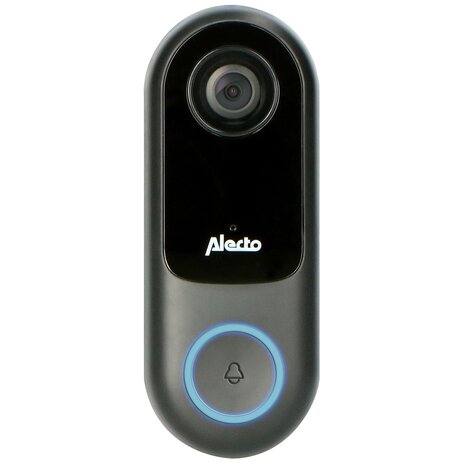 Alecto SMART-RING20 slimme wifi deurbel met camera zwart voorkant videodeurbel