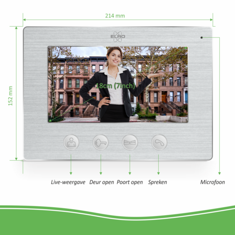 Elro DV477IP2 bedrade intercom deurbel met 2 schermen en app binnenscherm met knoppen en functies
