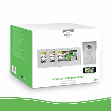 Elro DV477IP3 bedrade intercom deurbel met 3 schermen en app doos