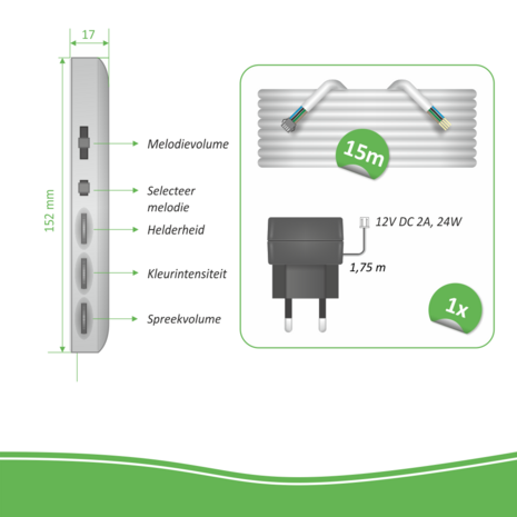Elro DV477IP bedrade intercom deurbel met scherm en app binnenscherm knoppen en functies