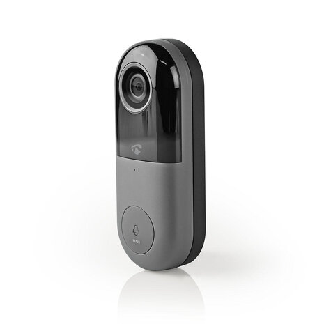 Nedis SmartLife WIFICDP10GY Wi-Fi videodeurbel voorkant beldrukker met camera schuin