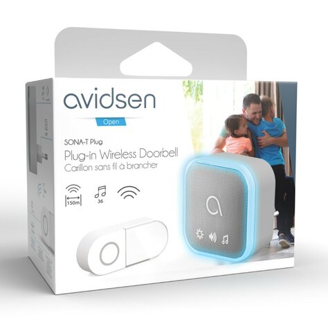 Avidsen Sona-T Plug-In draadloze deurbel met flitslicht op netstroom verpakking