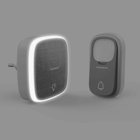 Thomson 513133 draadloze deurbel met kinetische knop en plug-in ontvanger led flitslicht