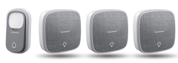 Thomson 513134 draadloze deurbel met kinetische knop en 3 batterij ontvangers